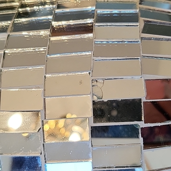 NEW Silver Mosaic Glass Vase/Candleholder, 8" tall, 6" diameter - Picture 7 of 8